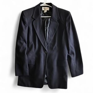 Vintage Evan Picone 80s Wool Skirt and Blazer Set Navy Blue